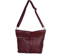 AMBRA Moda GLX36 Italienische Damen echt Ledertasche Schultertasche mit Reißverschluss Umhängetasche für Reisen (Bordeaux)