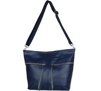 AMBRA Moda GLX36 Italienische Damen echt Ledertasche Schultertasche mit Reißverschluss Umhängetasche für Reisen (Marineblau)