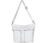 AMBRA Moda GLX36 Italienische Damen echt Ledertasche Schultertasche mit Reißverschluss Umhängetasche für Reisen (Weiß)