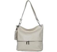 AMBRA Moda GLX37 - Italienische Handtasche, Damen - Schultertasche Damen Umhängtaschen Leder (Beige Creme)