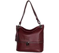 AMBRA Moda GLX37 - Italienische Handtasche, Damen - Schultertasche Damen Umhängtaschen Leder (Bordeaux)