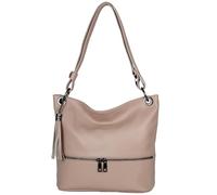 AMBRA Moda GLX37 - Italienische Handtasche, Damen - Schultertasche Damen Umhängtaschen Leder (Rosa nude)