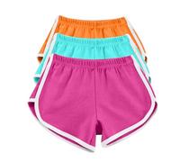 AMDOLE 3er-Pack Damen-Lauf-Shorts, Baumwolle, Sommer, Hotpants, Workout, Fitnessstudio, Sport, Yoga, Hose, Jogger, Strand-Shorts, Bademode, elastische Taille, lässige Lounge-Shorts, Orange/Himmelblau