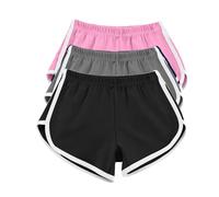AMDOLE 3er-Pack Damen-Lauf-Shorts, Baumwolle, Sommer, Hotpants, Workout, Fitnessstudio, Sport, Yoga, Hose, Jogger, Strand-Shorts, Bademode, elastische Taille, lässige Lounge-Shorts, Schwarz/Grau/Rosa,