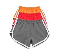 AMDOLE 3er-Pack Damen-Lauf-Shorts, Baumwolle, Sommer, Hotpants, Workout, Fitnessstudio, Sport, Yoga, Hose, Jogger, Strand-Shorts, Bademode, elastische Taille, lässige Lounge-Shorts, Grau/Rot/Orange,
