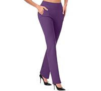AMDOLE Damen-Arbeitshose, Freizeit, Büro, Premium-Stretch, Yogahose, hohe Taille, Arbeitskleid, Hose, Workout-Hose, Lila #2, L