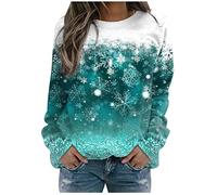 AMDOLE Damen Hoodies Sweatshirt Damen Pullover Mode Casual Weihnachten Katze Gedruckt Muster O Ausschnitt Langarm Warm Sweatshirt Tops Cute Hoodies, New1-grün, 46