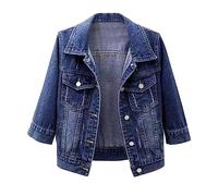 AMDOLE Damen Jeansjacken Button Down Stretch Boyfriend Jeansjacke Denim Jacken Frauen Casual Langarm Button Down Brusttasche Jeans Jacke Mantel, BU1, 4XL