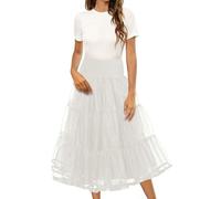 AMDOLE Damen Petticoats Lange Petticoat Hochzeit Abendkleider knöchellang Unterrock Crinoline für Abschlussball Abend Hochzeitskleid, Beige #3, M