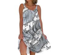 AMDOLE Damen-Sommerkleid, sexy, modisch, vielseitig, Retro-Druck, Trägerkleid, Kleider für Damen, elegant, UK, grau, 3XL