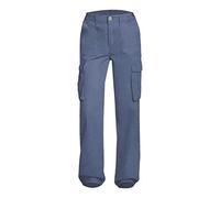 AMDOLE Hose Damen Elegant Leinen Verstellbare Cargohose mit gerader Passform, hoher Taille, bauschiger Wanderhose und Fallschirmhose mit weitem Bein Damen Hose 42