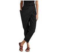 AMDOLE Jeans Damen High Waist Women 's Spitze Seite Komfort One Lose High Taille up lässige Pouch Women' s Casualhose Baggy Jogginghose (Black, XXL)