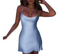 AMDOLE Morgenmäntel für Damen, UK-geschnittenes Kleid mit Slip-Kleid, modische Maxikleider für Damen, himmelblau, S