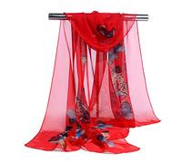 AMDOLE Pistil Schals Chiffon Mode Schal Damen Schal Frauen Wrap Weicher Schal Dinosaurier Schal Frauen, rot, One size