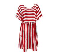 AMDOLE Sommerkleider für Damen, gestreift, Patchwork, Tasche, Freizeitkleid, Kostüm, rot, 5XL