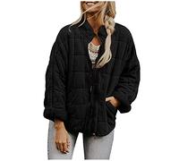 AMDOLE Steppjacke für Damen, Stehkragen, einfarbig, langärmelig, durchgehender Reißverschluss, gepolstert, für Herbst und Winter, leichte Jacke, Oberbekleidung, B-schwarz, L