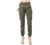 AMDOLE Weiße Hose Damen Medizin Stretch 48 Damen Multi Pocket Cargo Freizeithose Elastische Taille Korsett Seilhose Lack Kleidung Damen Hose