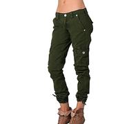 AMDOLE Weiße Hose Damen Medizin Stretch 48 Damen Multi Pocket Cargo Freizeithose Elastische Taille Korsett Seilhose Lack Kleidung Damen Hose