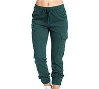 AMDOLE Weiße Hose Damen Medizin Stretch 48 Damen Multi Pocket Cargo Freizeithose Elastische Taille Korsett Seilhose Lack Kleidung Damen Hose