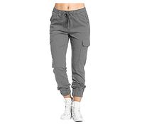 AMDOLE Weiße Hose Damen Medizin Stretch 48 Damen Multi Pocket Cargo Freizeithose Elastische Taille Korsett Seilhose Lack Kleidung Damen Hose