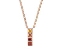 AMDXD Echt Schmuck Halskette Damen Vintage 375 Rose Gold, Damenkette Anhänger Quadrat mit Labor Erstellt Rubin Quadratschliff Rot, Kette Frauen 9K Gold, 40+5CM