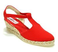 Amelie Espadrilles, Valencianas für Damen, Esparto Canamo und Jute, hergestellt in Spanien, Marke Amelie, Anvesa Rot, 40 EU