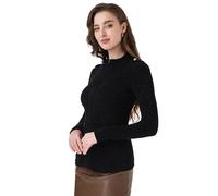 AmélieBoutik Damen-Jacke mit Reißverschluss vorne, lässig, leicht, Cardigan, Reißverschluss, Pullover, Tops, langärmelig, Strick-Sweatshirts, Schwarz, X-Groß