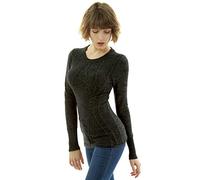 AmélieBoutik Damen-Pullover aus Baumwoll-Mischgewebe, Rundhalsausschnitt, langärmelig, Zopfstrickpullover, Dunkel_Grau, Mittel