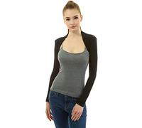 AmélieBoutik Damen-Pullover, schmale Passform, sexy, lässig, Schalkragen, Wickeloptik, Schnürung, langärmelig, Schwarz, X-Groß