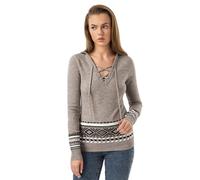 AmélieBoutik Fair-Isle-Kapuzenpullover für Damen, lässiger Schnürpullover, Kapuzen-Sweatshirt, Grau, Groß