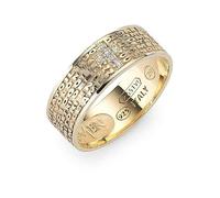 AMEN 925er Sterling Silber Zirkon Kreuz vergoldet Vaterunser Ring, 19 mm (0.748 inc.) - DE 60