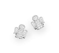 Amen Angeli Ohrstecker in Form von Engeln, aus 925er Sterling Silber, verziert mit Zirkoniasteinen, Länge: 8mm, EA