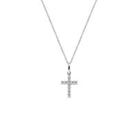 Amen Croci Damen Kette aus 925er Silber hergestellt, mit Kreuzanhänger verziert mit Zirkoniasteinen, Länge: 42 cm, CRBB03