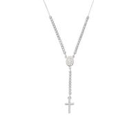 Amen Croci Rosenkranz Halskette aus 925er Sterlingsilber, Kreuzanhänger mit Zirkoniasteinen verziert, Länge: 38 cm, CLCRMIBBZ4