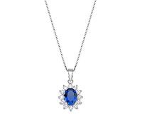 Amen Halskette Royal Lady Zirkonia blau - Kollektion Lady - CLLDGBBBL, Silber, Cubic Zirkonia.