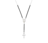 Amen Schmuck, Halskette mit Kreuz und wundertätiger Medaille, Damen-Halskette aus 925er Silber, Geschenk für Damen, hergestellt in Italien, Taglia Unica, Sterling Silber, Zirkon