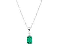 AMEN Schmuck, Halskette, Prinzessin, Damen, Silber 925, rhodiniert, mit Zirkonia, grüner Anhänger, Geschenk für Damen