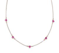 Amen Women's Necklace Hearts 925 Rose Silver with Rubies CLCUSERRZ.