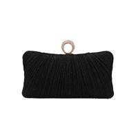 AMENGJ Abendtaschen für Frauen Abendtaschen, Fingerring, Diamanten, Clutch, gerüschte Prom-Dinner-Handtaschen mit Kettengeldbörse(Black)