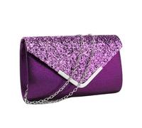 AMENGJ Abendtaschen für Frauen Silberne Clutch-Taschen mit V-Design, Metallkette, glitzernde Pailletten, Abendtaschen, Party, Hochzeit, lässige Damenhandtaschen, Bankett(Purple)