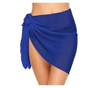 AMENGJ Strand Wickelrock 50x180cm Kurzer Sarong Badeanzug Coverups Strand Bikini Wrap Sheer Chiffon Rock Schal(Blue)