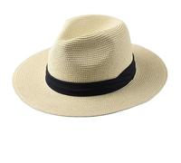 AMENGJ Strohhut Herren 64 cm Sonnenhüte for Männer und Frauen, breite Krempe, Strand-Strohhut, großer Kopf, Übergröße(Beige,XL 61-64cm)