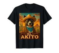 American Akita El Akito Wild West Cowboy Vintage Westernhund T-Shirt