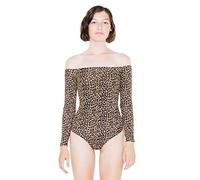 American Apparel Damen Cotton Spandex Off-Shoulder Long Sleeve Bodysuit Shapewear Ganzkrper-Body, Gepard, Medium