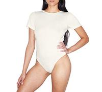 American Apparel Damen Mix Modal Short Sleeve T-Shirt Bodysuit Bodystocking, Star White, Klein