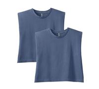 American Apparel Damen-T-Shirt, schwere Baumwolle, Boxy, bauchfrei, stückgefärbt, Stil G307GD, 2er-Pack, Faded Navy (2er-Pack), Groß
