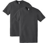 American Apparel Unisex-Erwachsene Fine Jersey Crewneck Short Sleeve, 2-Pack T-Shirt, Asphalt, Medium
