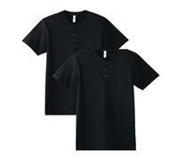 American Apparel Uni CVC Henley T-Shirt, Style G2004CVC, 2er-Pack, Schwarz (2er-Pack), XL