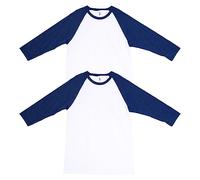American Apparel Unisex-Erwachsene CVC Raglan, Style G2003cvc, T-Shirt, Weiß/Heather Indigo (2er-Pack), L