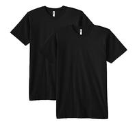 American Apparel Unisex Erwachsenen-T-Shirt aus feinem Jersey, Rundhalsausschnitt, kurzärmelig, 2er-Pack - Schwarz - X-Small